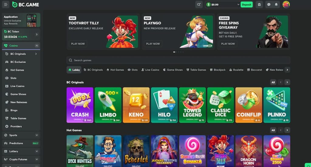 BC.Game Casino Section