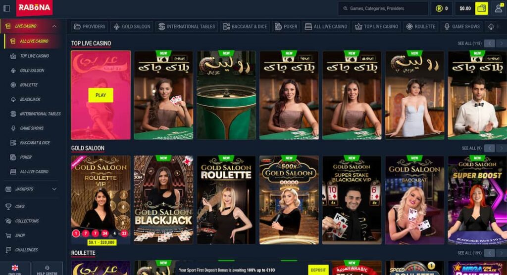 Rabona Live Casino