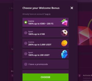 malina casino registration step 1