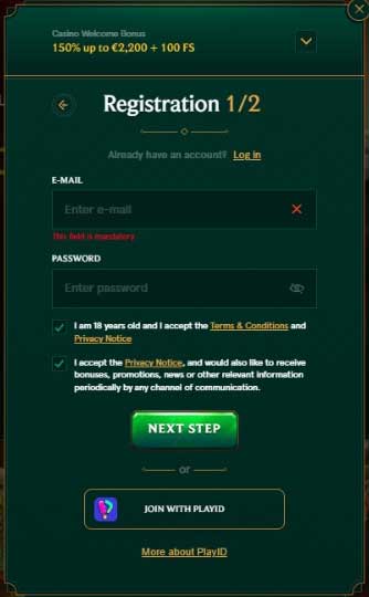 casinia-sign-up-step-2